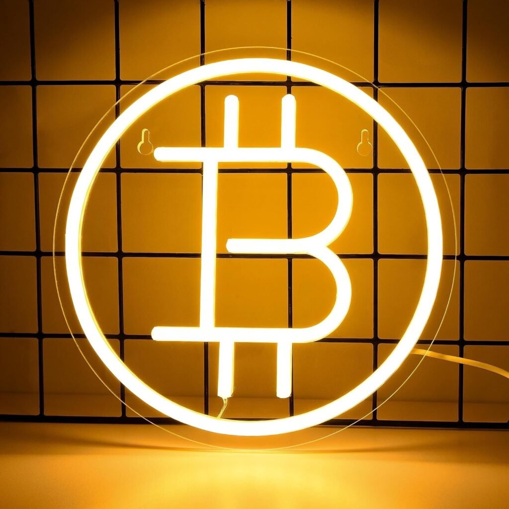 Bitcoin Neon Sign for Room Wall Decor,Money LED Light,Bitcoin Neon Light for Store,Bar,Party Wall Decor Hanging Decoration,Bedroom Decor,Size9 * 9inch(JTLD033)