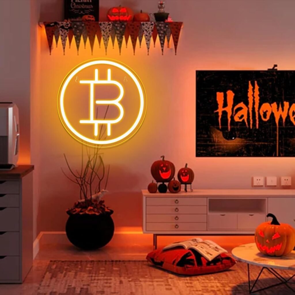 Bitcoin Neon Sign for Room Wall Decor,Money LED Light,Bitcoin Neon Light for Store,Bar,Party Wall Decor Hanging Decoration,Bedroom Decor,Size9 * 9inch(JTLD033)