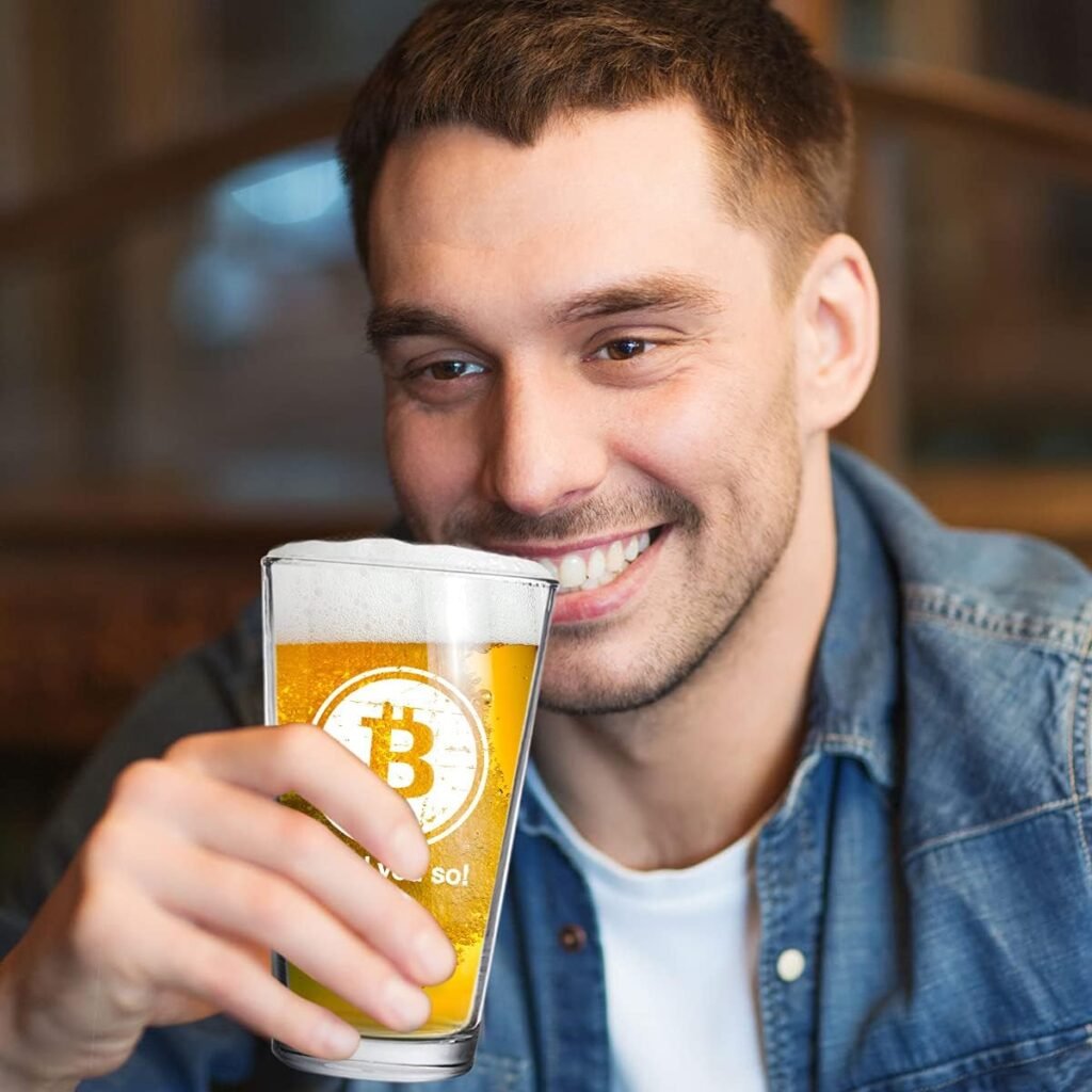 DU VINO BITCOIN I TOLD YOU SO Pint Beer Glass - 16oz-Funny gift for Crypto Trader BTC Bitcoin Investor HODL Cryptocurrency Fanatic -Made in USA