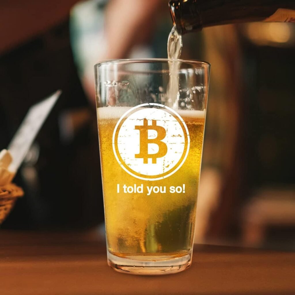 DU VINO BITCOIN I TOLD YOU SO Pint Beer Glass - 16oz-Funny gift for Crypto Trader BTC Bitcoin Investor HODL Cryptocurrency Fanatic -Made in USA