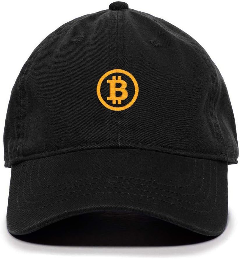 Tech Design Bitcoin Cryptocurrency Baseball Cap Embroidered Cotton Adjustable Dad Hat